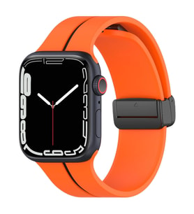 Microsonic Apple Watch SE 44mm Kordon Ribbon Line Turuncu Siyah (Siyah-Turuncu) (Siyah - Turuncu)