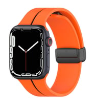 Microsonic Apple Watch SE 44mm Kordon Ribbon Line Turuncu Siyah (Siyah-Turuncu) (Siyah - Turuncu)
