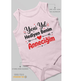 Yeni yıl hediyen benim anneciğim Sıfır Kollu Bebek Zıbını %100 Pamuk
