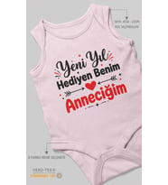 Yeni yıl hediyen benim anneciğim Sıfır Kollu Bebek Zıbını %100 Pamuk