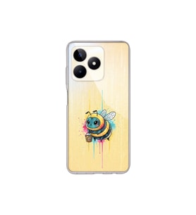 Realme C53 ile uyumlu Splash arı tasarımlı şeffaf silikon kılıf