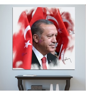 Recep Tayyip Erdoğan Başkan Erdoğan YAĞLIBOYA EFEKTLİ RTE Kanvas Tablo (7 Farklı Ölçü)