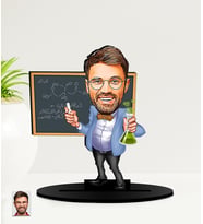 Kişiye Özel Kimya Öğretmeni Karikatürlü  Mdf Biblo (Çok Renkli)