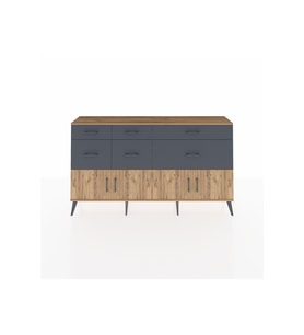 Arges Konsol Tek Raflı 6 Çekmeceli 4 Kapaklı 176x30x99 Çam-Çam/Antrasit