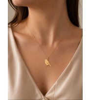 Kişiye Özel Kanarya Kuş Figürlü Kolye 925K Gümüş (Gold)