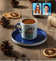 Kişiye Özel Karikatürlü Yeşil Beyaz Taraftar Sevgiliye Hediye Türk Kahvesi Fincanı Sevgililer Günü Hediyesi