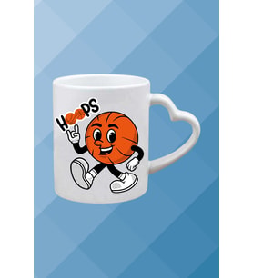 Basketboll Temalı Basket Sever Kalpli Kulp Kupa Bardak Çay Kahve Fincanı-5
