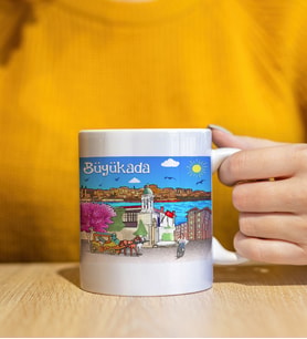 Büyükada Tasarımlı Beyaz Kupa