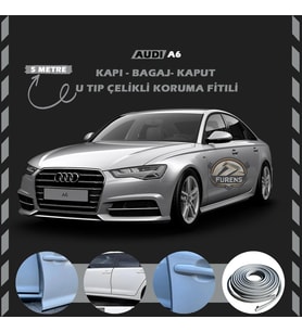 Audi A6  Oto Araç Kapı Koruma Fitili 5metre Parlak Gri Renk