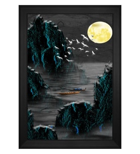 Soyut Şekiller Motifli Kanvas Tablo 80 x 110 cm Siyah Çerçeve