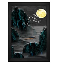 Soyut Şekiller Motifli Kanvas Tablo 80 x 110 cm Siyah Çerçeve