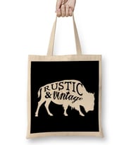 Retro Animal Stag Nvr Out of Style Black Bez Çanta Uzun Saplı