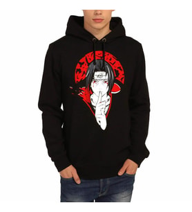 Bant Giyim - Naruto Itachi Siyah Kapşonlu Erkek Sweatshirt