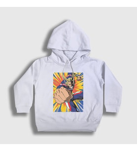 Presmono Unisex Çocuk Beyaz All Might V2 Anime Boku No Hero Academia Kapüşonlu Sweatshirt 234148tt