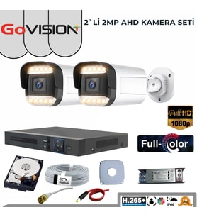 2’Lİ 2MP FULL COLOR 3.6MM LENS 1080P FULLHD WARMLED AHD DIŞ MEKAN KAMERA SETİ