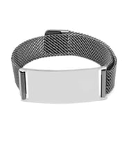 Kişiye Özel İsim Yazılı Magnet Kapamalı Silver Renk Çelik Erkek Hasır Bileklik (Gümüş)