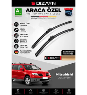 S-Dizayn Mitsubishi Outlander Ön Cam Silecek Seti 2003-2007 Premium Araca Özel 55-48 Cm A+ Kalite