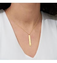 Kişiye Özel Şık Dikey Plaka Tarih Harf Kolye 925K Gümüş (Gold)