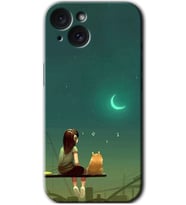İphone 15 Plus Kılıf HD Desen Baskılı Kılıf - Kedili Kız