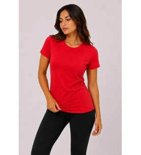 Basic Tişört Bisiklet Yaka Kısa Kol Günlük Yazlık Slim Fit T-Shirt - Kırmızı