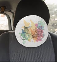 BK Gift Kişiye Özel İsimli Nostaljik Tasarımlı Yuvarlak Araç Koltuk Yastığı-1