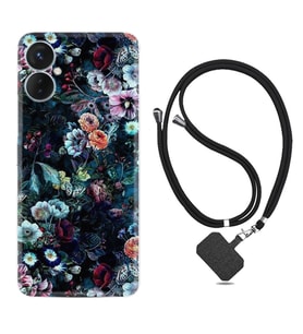 Tecno Spark 9T Kılıf Resimli Boyun Askılı İpli Desenli Silikon Great Flowers 1304