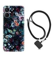 Tecno Spark 9T Kılıf Resimli Boyun Askılı İpli Desenli Silikon Great Flowers 1304