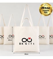Logonuza Özel 20 Adet Çift Kulplu Ham Bez Çanta 40x40cm - Promosyon Logo Baskılı Ham Bez Çanta