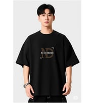 Baskılı Oversize Tişört  Erkek Streetwear T-Shirt (Siyah)
