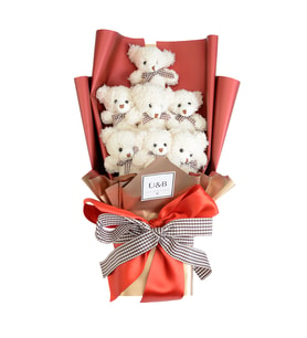 Krem Tüylü Ayıcık Buketi