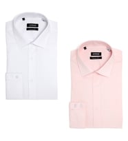 PINGÖMLEK KENSINGTON VESTA COMBO 4 İKİLİ SET BEYAZ VE PEMBE Pamuk Blend Düz Renk Kolay Ütülenir Cutaway Yakalı Cepsiz Erkek Gömlek (Beyaz-Pembe)
