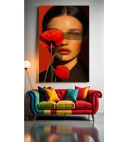 MODERN SANAT ÇİÇEK V2 Ev Duvar Salon Güzellik Salonu Ofis Dükkan Dekarasyon Kanvas Tablo (Çok Renkli)