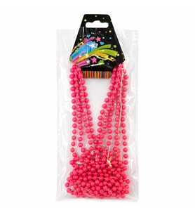 Neon Pembe Boncuk Kolye 80 cm – Retro 80’ler 90’lar Parti Aksesuarı