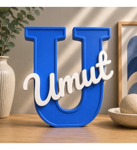 U Harfi Kişiye Özel 3D İsim Yazısı Dekoratif Bebek ve Çocuk Odası Harf İsimlik Masa Üstü Özel Tasarım