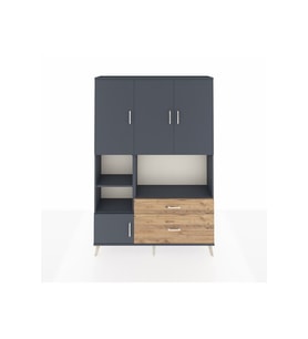 Arges Dolap 7 Raflı 2 Çekmeceli 5 Kapaklı 132x30x195 Antrasit-Antrasit/Çam
