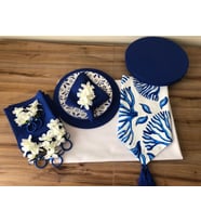 SOFRA SUNUM SETİ TAM SET MAVİ MERCAN (Krem)