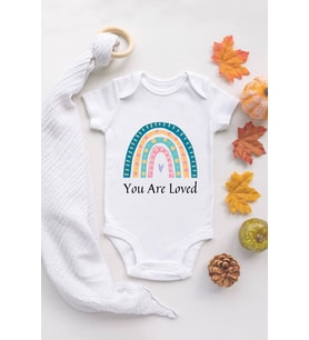 Rainbow You Are Loved Organik Baskılı Beyaz
