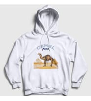 Presmono Unisex Beyaz Mirage Band Camel Kapüşonlu Sweatshirt 352447tt