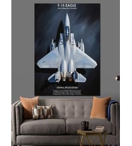 F15 Savaş Uçağı Gökyüzü Dekoratif Kanvas - Mdf Ahşap Tablo