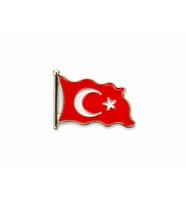 Rozet Türk Bayrağı Gönderli Gümüş Beyaz Küçük