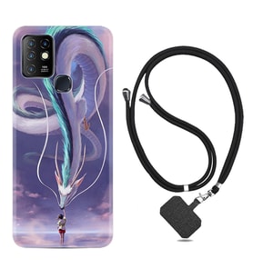INFINIX Hot 8 9 10 11S Hot 10 Play 10T Kılıf Boyun Askılı Silikon Kız ve Ejderha 1742