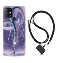 INFINIX Hot 8 9 10 11S Hot 10 Play 10T Kılıf Boyun Askılı Silikon Kız ve Ejderha 1742