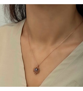 Gümüş Rose Kafesli Lotus Bayan Kolye