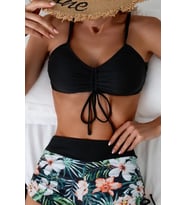 Angelsin Büzgü Ayarlı Bikini Üstü (Siyah)