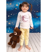 Pia Baby Premium %100 Pamuk İsme Özel Çocuk Pijama Takımı 1-8 Yaş 5065-14 (Pembe)