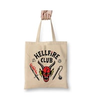 Stranger Things - Hellfire Club Beyaz Bez Çanta Uzun Saplı Alışveriş Çantası Plaj Çantası