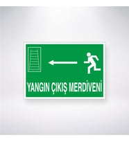 Yangın Çıkış Merdiveni <-- 21x28 Arkası Yapışkanlı Levha