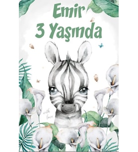 Zebra Temalı Doğum Günü Afişi -1 35X50 cm