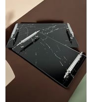 Quartz Dekoratif Söz Nişan Tepsisi (Gümüş)