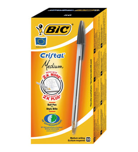Bic Cristal Medium Siyah Tükenmez Kalem (50 li Kutu)